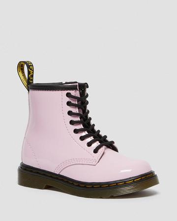 Kids' Dr Martens Toddler 1460 Patent Leather Lace Up Boots Pink | AU 701FDN